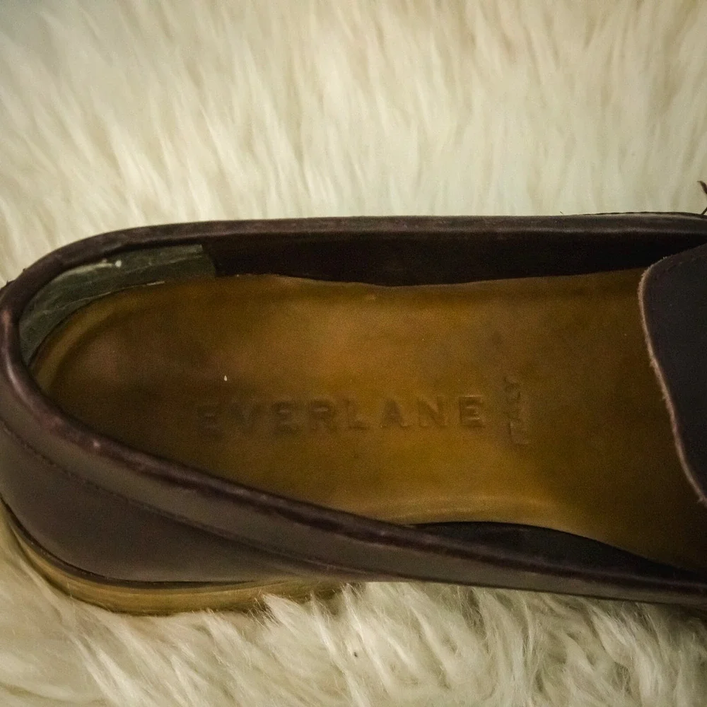 Everlane Size 7 The Modern Day Burgundy Leather Pointed Toe Slip On Flats Loafer